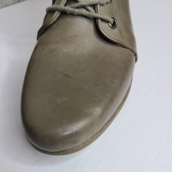 Loeffler Randall Grey Lace Up Rubber Rain Boots Preowned Size 10 Ladies - Picture 14 of 16